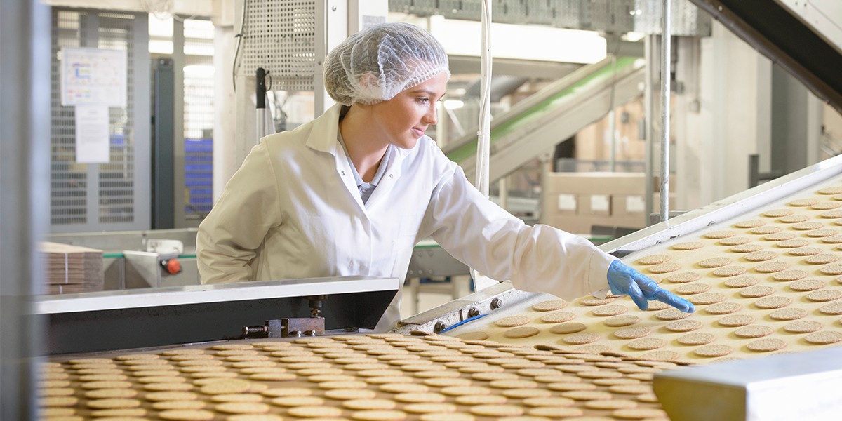 Equipo con ropa de protección para la industria alimentaria